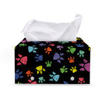 Cute Dino Footprint Pattern Print Leather Tissue Box Cover