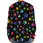 Cute Dino Footprint Pattern Print Long Sleeve Baseball Jersey