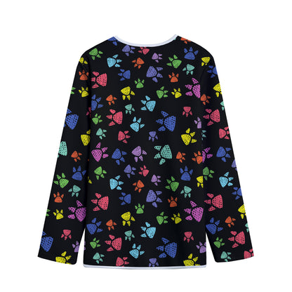 Cute Dino Footprint Pattern Print Long Sleeve Short Coat