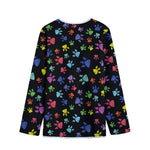 Cute Dino Footprint Pattern Print Long Sleeve Short Coat