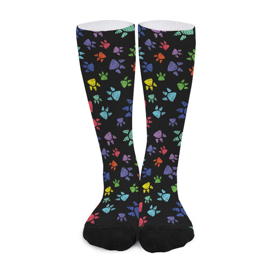 Cute Dino Footprint Pattern Print Long Socks