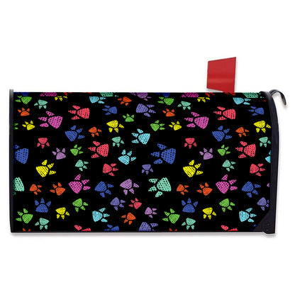 Cute Dino Footprint Pattern Print Mailbox Cover