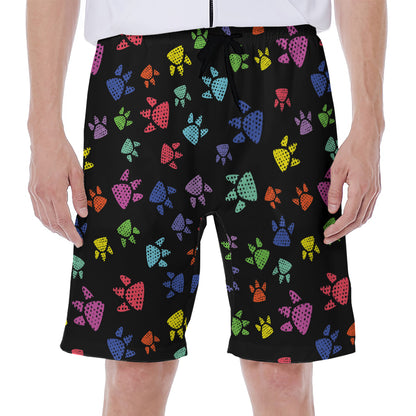 Cute Dino Footprint Pattern Print Men's Beach Shorts