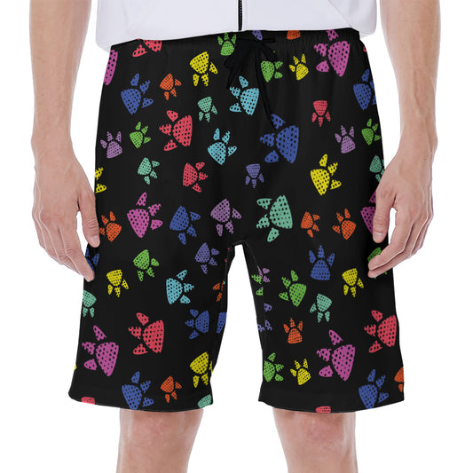 Cute Dino Footprint Pattern Print Men's Beach Shorts