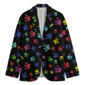 Cute Dino Footprint Pattern Print Men's Blazer