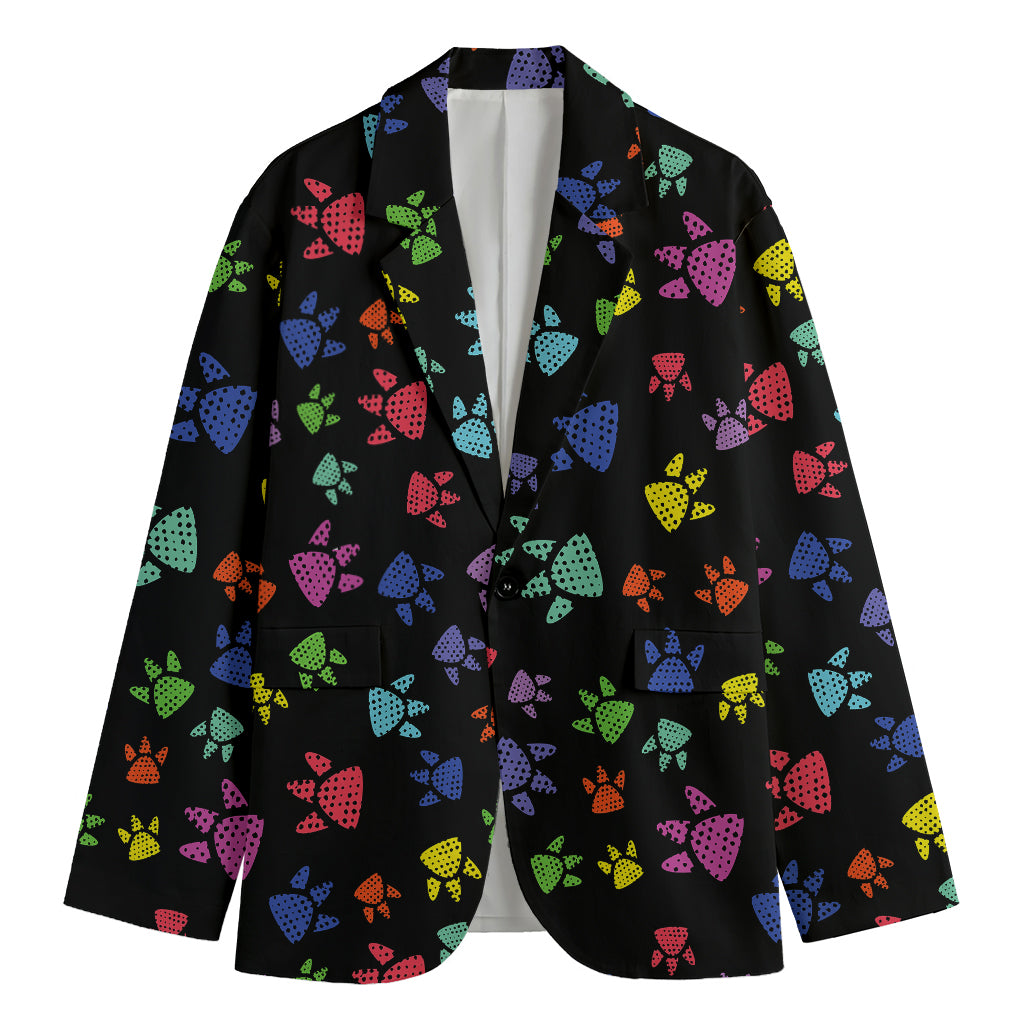 Cute Dino Footprint Pattern Print Men's Blazer