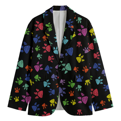 Cute Dino Footprint Pattern Print Men's Blazer