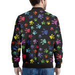 Cute Dino Footprint Pattern Print Men's Bomber Jacket