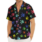Cute Dino Footprint Pattern Print Men's Deep V-Neck Shirt