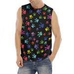 Cute Dino Footprint Pattern Print Men's Fitness Tank Top