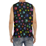Cute Dino Footprint Pattern Print Men's Fitness Tank Top