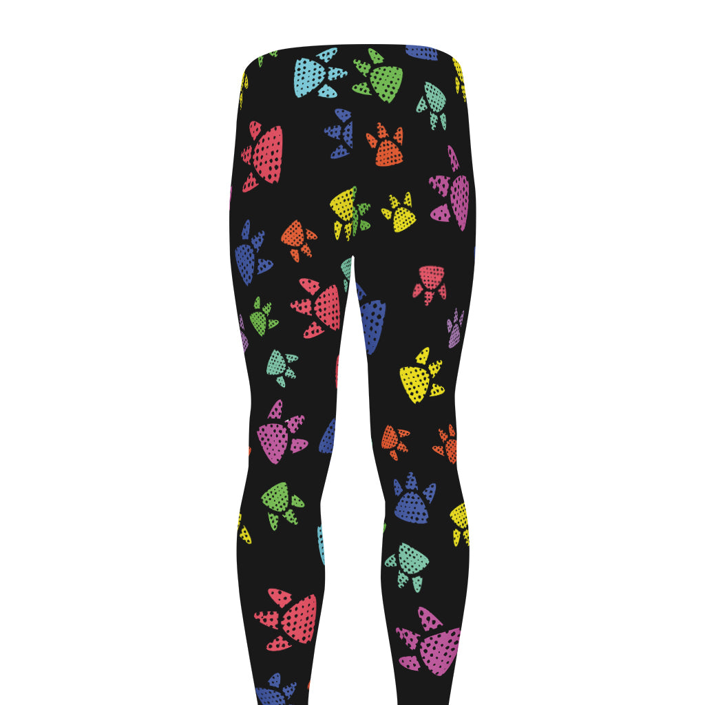 Cute Dino Footprint Pattern Print Men's leggings