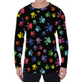 Cute Dino Footprint Pattern Print Men's Long Sleeve T-Shirt