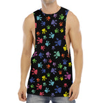 Cute Dino Footprint Pattern Print Men's Muscle Tank Top