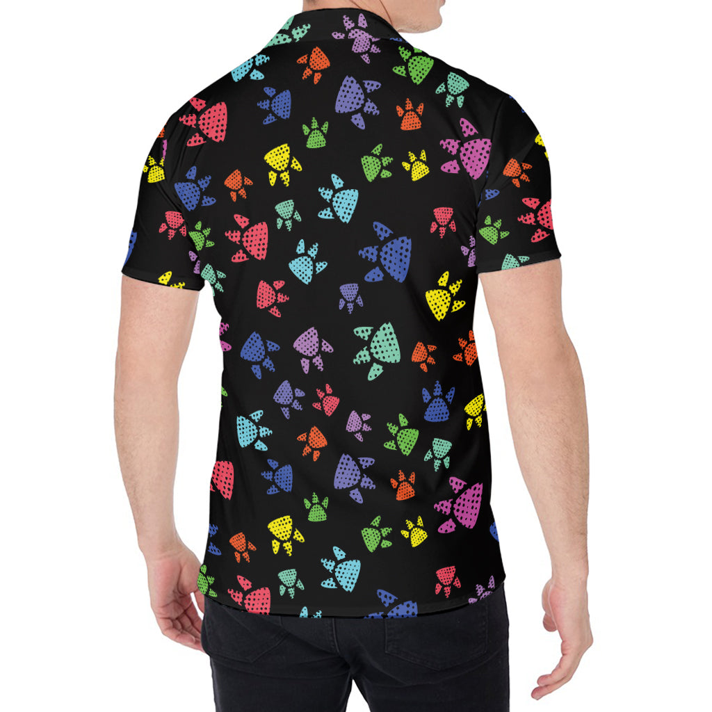 Cute Dino Footprint Pattern Print Men's Shirt