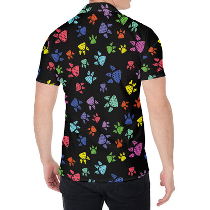Cute Dino Footprint Pattern Print Men's Shirt