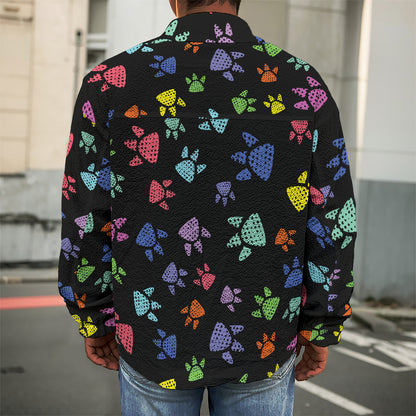 Cute Dino Footprint Pattern Print Men's Shirt Jacket