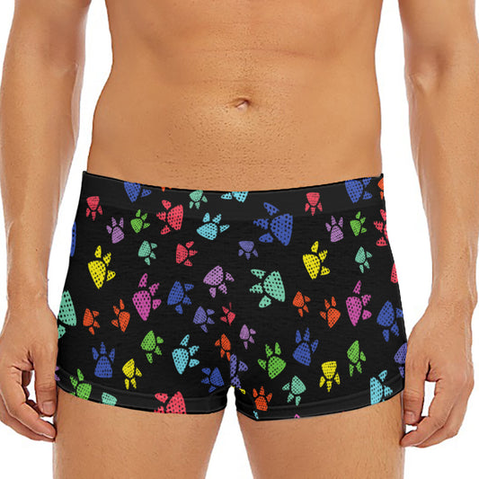 Cute Dino Footprint Pattern Print Men's Short Boxer Briefs