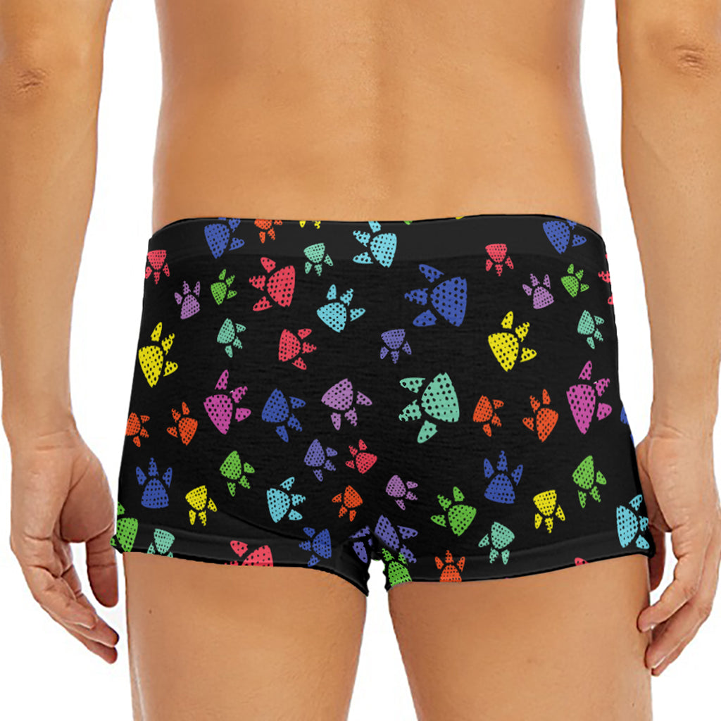 Cute Dino Footprint Pattern Print Men's Short Boxer Briefs