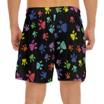 Cute Dino Footprint Pattern Print Men's Split Running Shorts