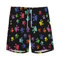 Cute Dino Footprint Pattern Print Men's Athletic Shorts