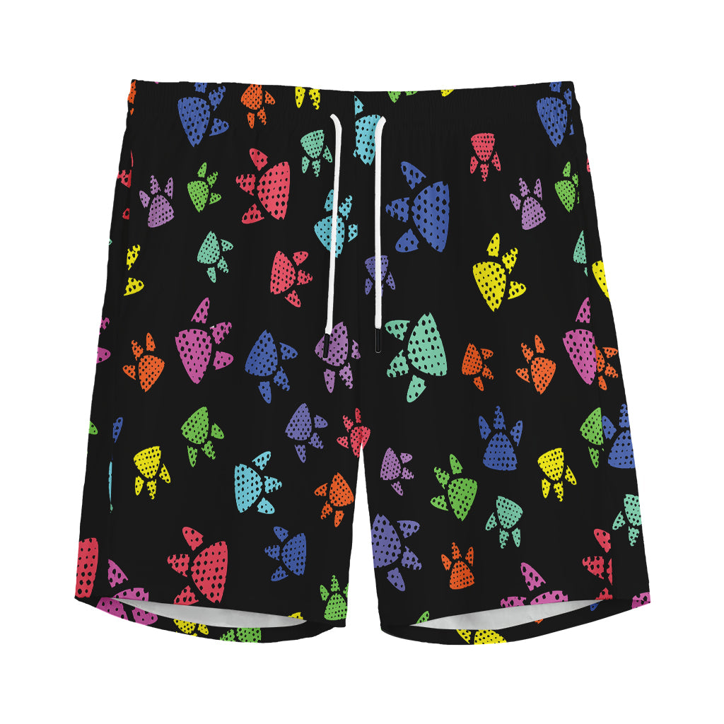 Cute Dino Footprint Pattern Print Men's Sports Shorts
