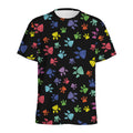 Cute Dino Footprint Pattern Print Men's Athletic T-Shirt