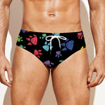 Cute Dino Footprint Pattern Print Men's Swim Briefs