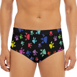 Cute Dino Footprint Pattern Print Men's Triangle Swim Briefs