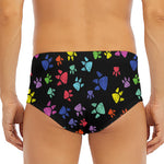 Cute Dino Footprint Pattern Print Men's Triangle Swim Briefs