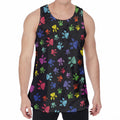 Cute Dino Footprint Pattern Print Men's Velvet Tank Top