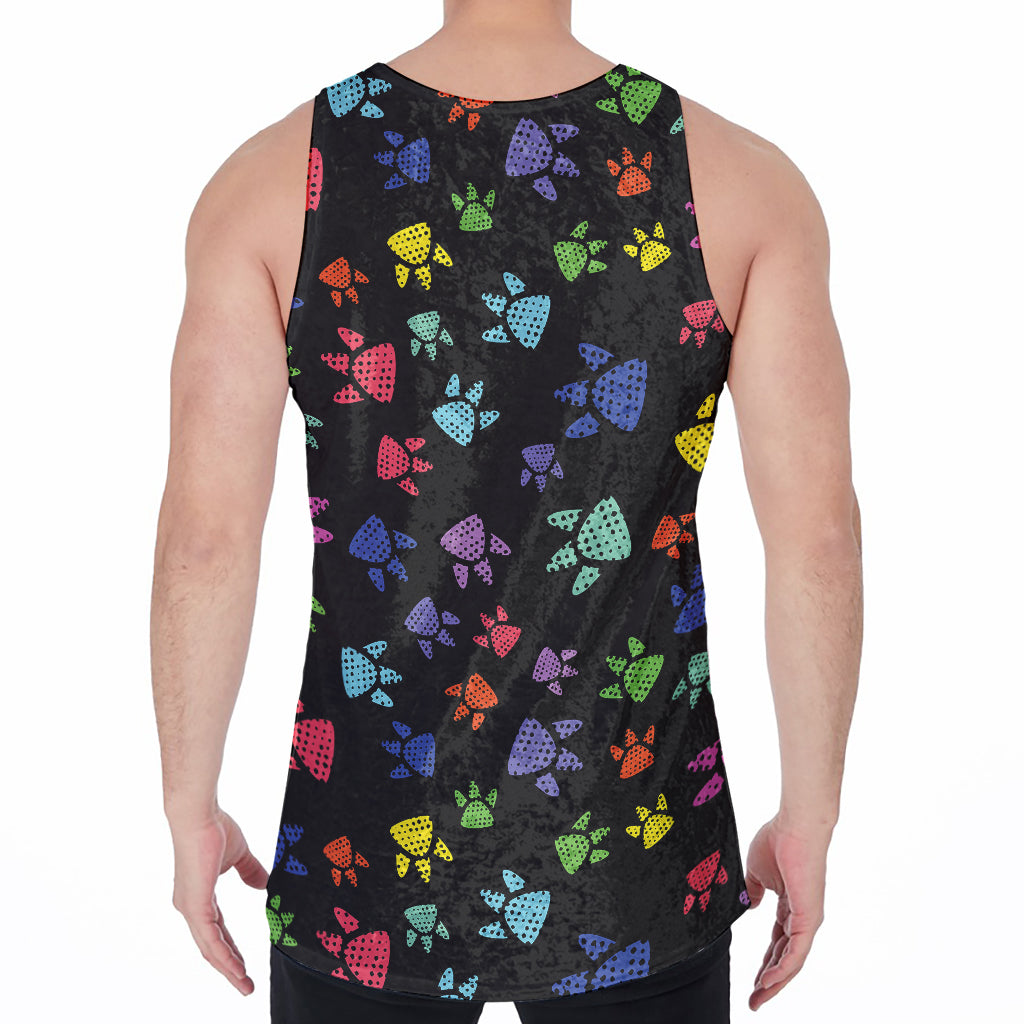 Cute Dino Footprint Pattern Print Men's Velvet Tank Top
