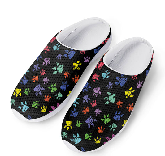 Cute Dino Footprint Pattern Print Mesh Casual Shoes