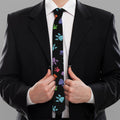 Cute Dino Footprint Pattern Print Necktie