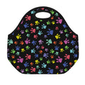 Cute Dino Footprint Pattern Print Neoprene Lunch Bag