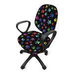 Cute Dino Footprint Pattern Print Office Chair Cover