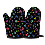 Cute Dino Footprint Pattern Print Oven Mitts