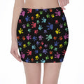Cute Dino Footprint Pattern Print Pencil Mini Skirt