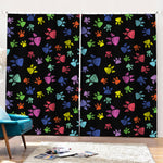 Cute Dino Footprint Pattern Print Pencil Pleat Curtains