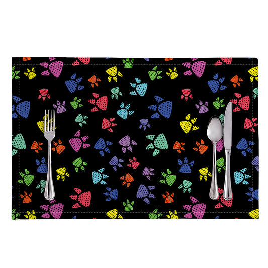 Cute Dino Footprint Pattern Print Placemat