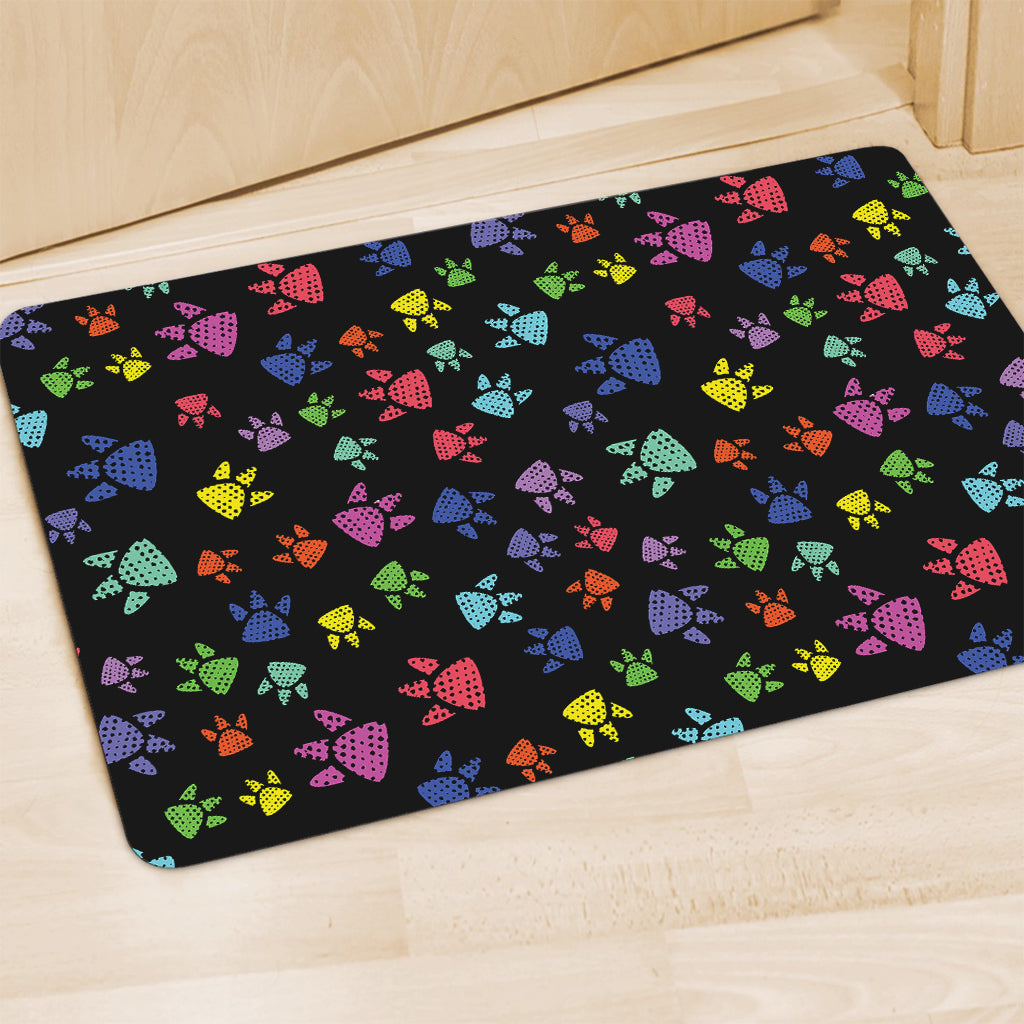 Cute Dino Footprint Pattern Print Polyester Doormat