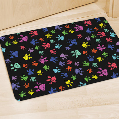 Cute Dino Footprint Pattern Print Polyester Doormat