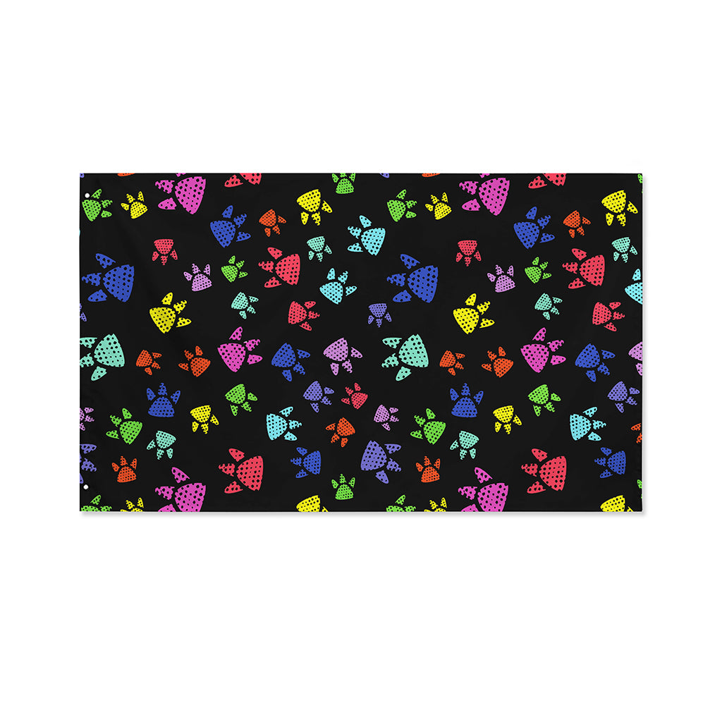 Cute Dino Footprint Pattern Print Polyester Flag