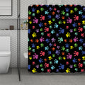 Cute Dino Footprint Pattern Print Polyester Shower Curtain