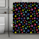 Cute Dino Footprint Pattern Print Polyester Shower Curtain