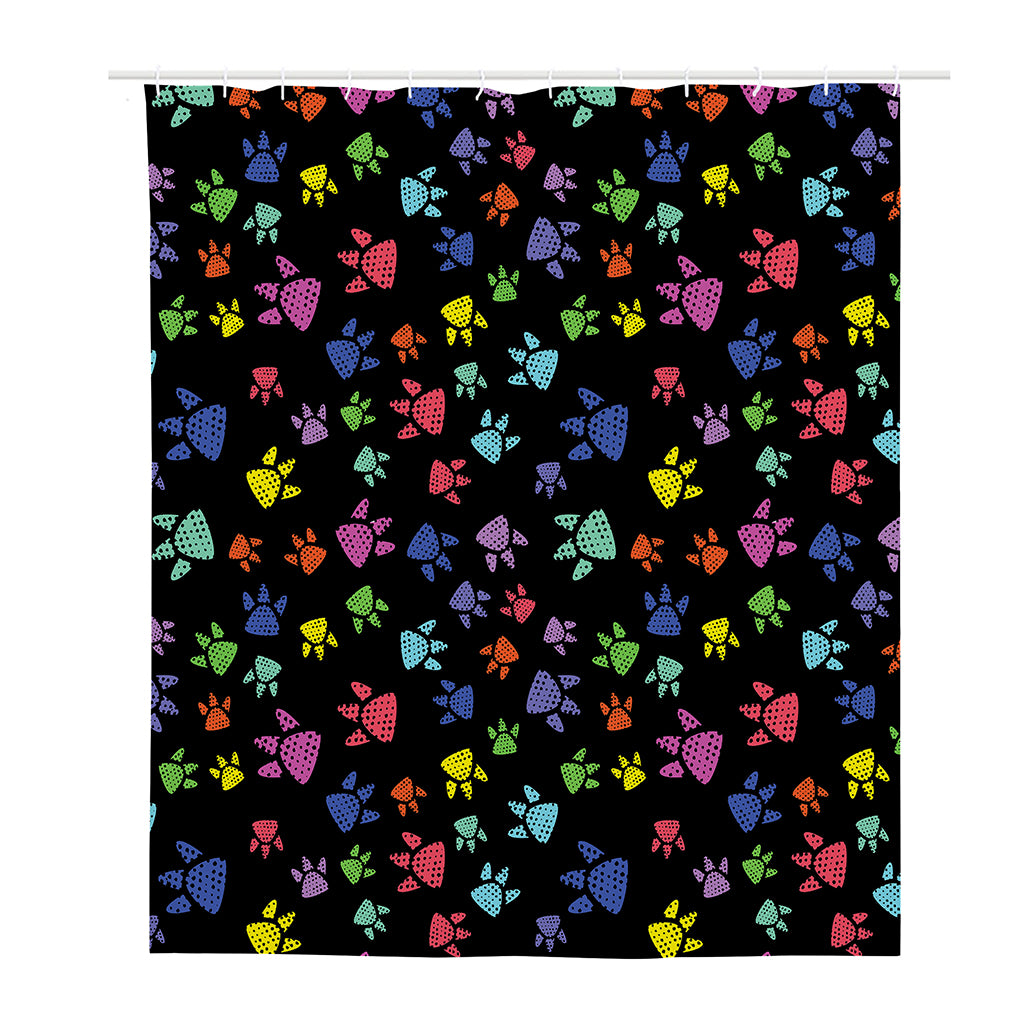 Cute Dino Footprint Pattern Print Polyester Shower Curtain