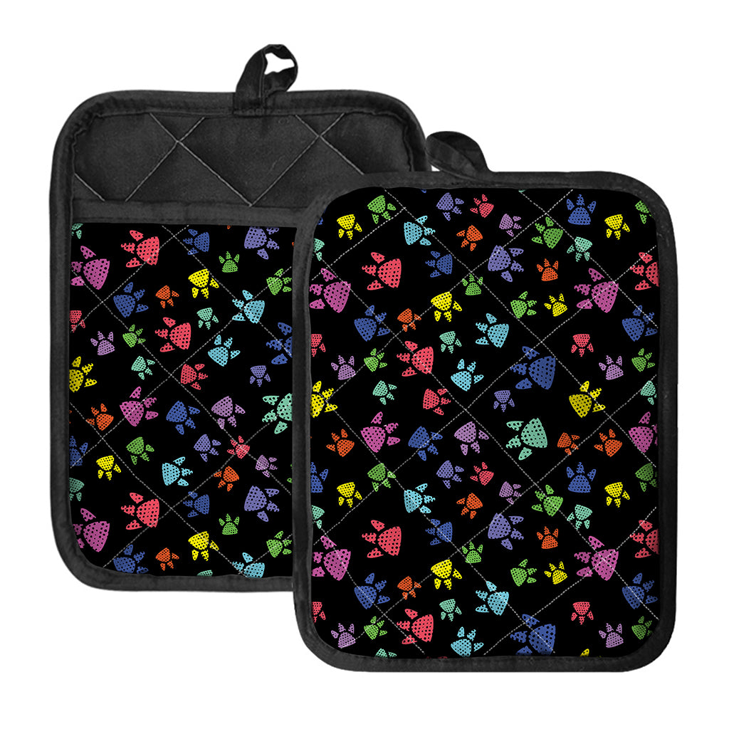 Cute Dino Footprint Pattern Print Pot Holders With Pocket