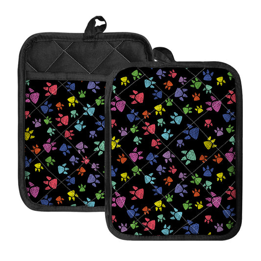 Cute Dino Footprint Pattern Print Pot Holders With Pocket