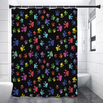 Cute Dino Footprint Pattern Print Premium Shower Curtain