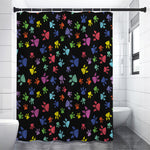 Cute Dino Footprint Pattern Print Premium Shower Curtain